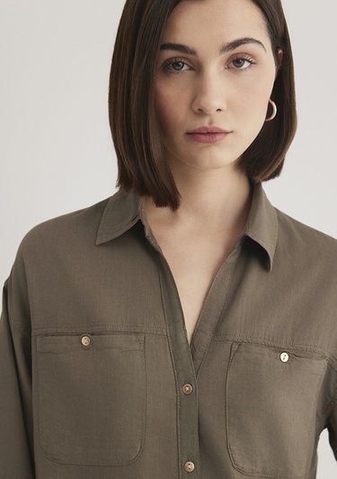  Mavi Haki Gömlek Regular Fit / Normal Kesim 1210985-80697