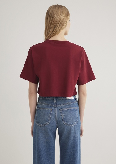 Mavi Mavi Logo Baskılı Kırmızı Crop Tişört Crop / Kısa Kesim 1611585-70392