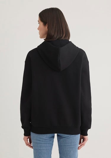  Mavi Mavi Logo Baskılı Kapüşonlu Fermuarlı Siyah Sweatshirt 1S10178-900