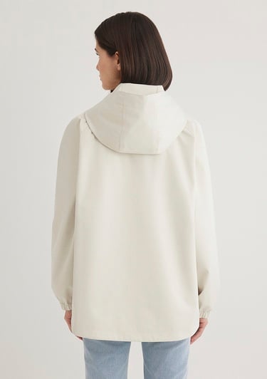  Mavi Kapüşonlu Bej Ceket Loose Fit / Bol Rahat Kesim 1110014-70134