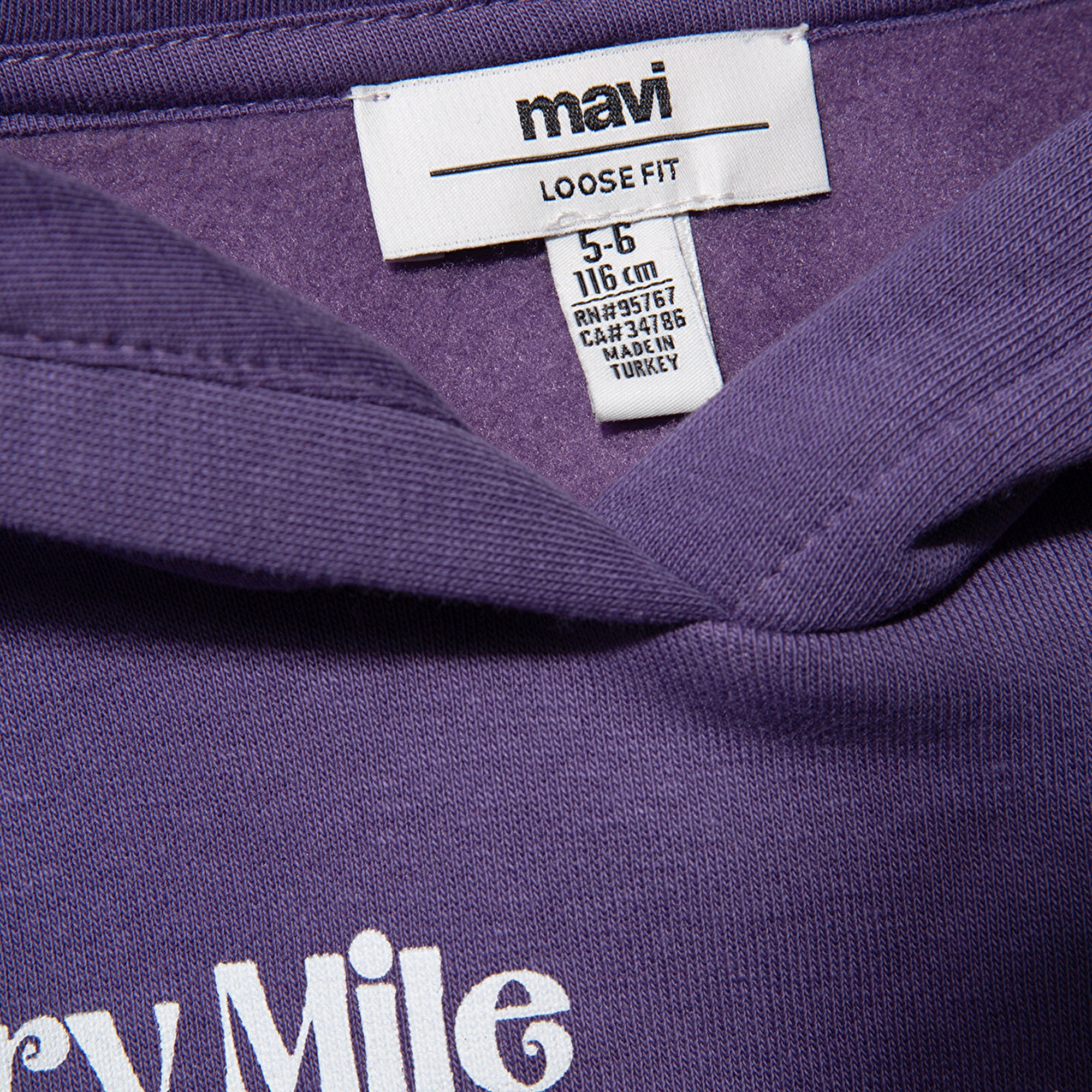Mavi Kapüşonlu Baskılı Mor Sweatshirt 7S10054-88135