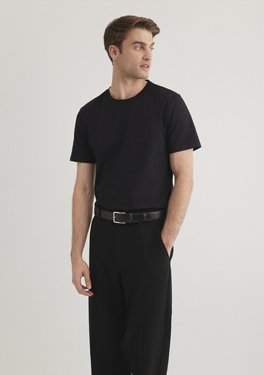 Mavi Stretch Siyah Basic Tişört Fitted / Vücuda Oturan Kesim 061747-900