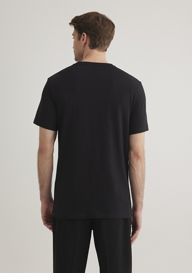  Mavi Stretch Siyah Basic Tişört Fitted / Vücuda Oturan Kesim 061747-900