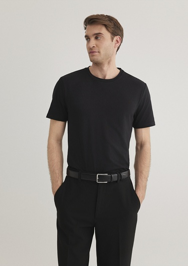  Mavi Stretch Siyah Basic Tişört Fitted / Vücuda Oturan Kesim 061747-900