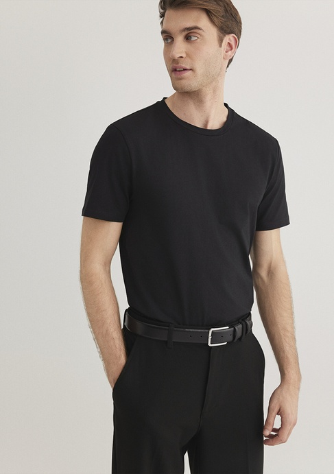  Mavi Stretch Siyah Basic Tişört Fitted / Vücuda Oturan Kesim 061747-900