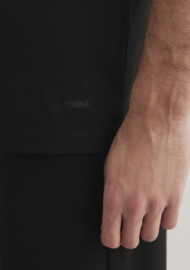  Mavi Stretch Siyah Basic Tişört Fitted / Vücuda Oturan Kesim 061747-900