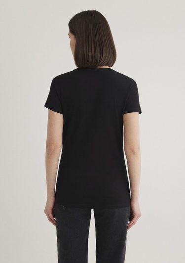  Mavi V Yaka Siyah Basic Stretch Tişört Fitted / Vücuda Oturan Kesim 162769-900