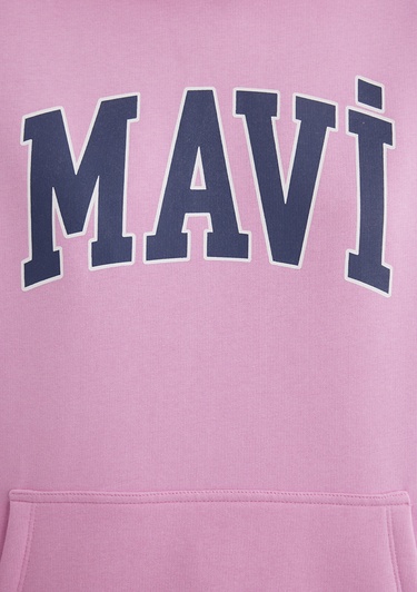  Mavi Mavi Logo Baskılı Kapüşonlu Pembe Sweatshirt 1600361-71038