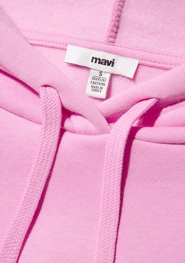  Mavi Mavi Logo Baskılı Kapüşonlu Pembe Sweatshirt 1600361-71038