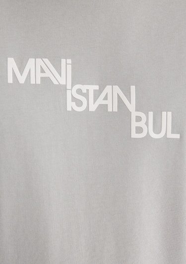  Mavi Mavi İstanbul Baskılı Gri Tişört Regular Fit / Normal Kesim 0612274-70075