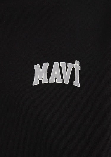  Mavi Mavi Logo Baskılı Kapüşonlu Fermuarlı Siyah Sweatshirt 1S10178-900