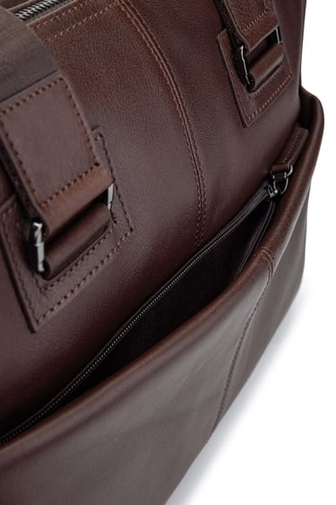  Tamer Tanca Erkek Hakiki Deri Kahverengi Evrak Çantası