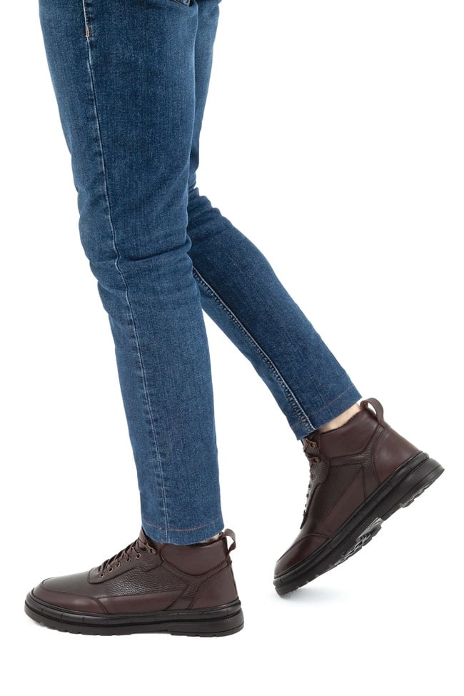  Tamer Tanca Erkek Hakiki Deri Kahverengi Casual Bot