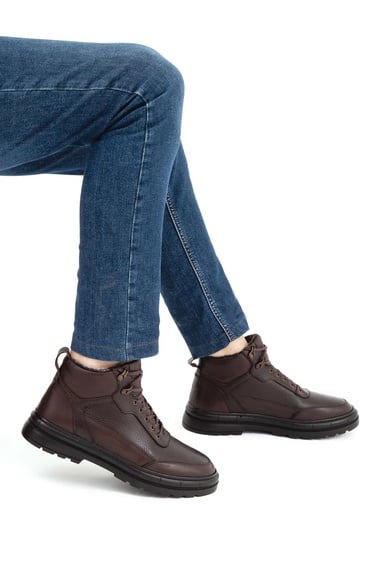  Tamer Tanca Erkek Hakiki Deri Kahverengi Casual Bot