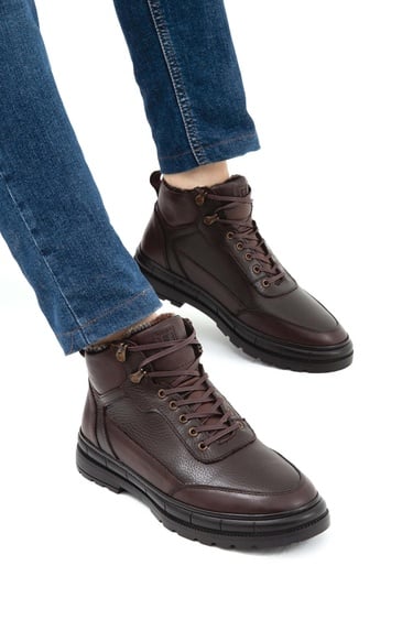  Tamer Tanca Erkek Hakiki Deri Kahverengi Casual Bot