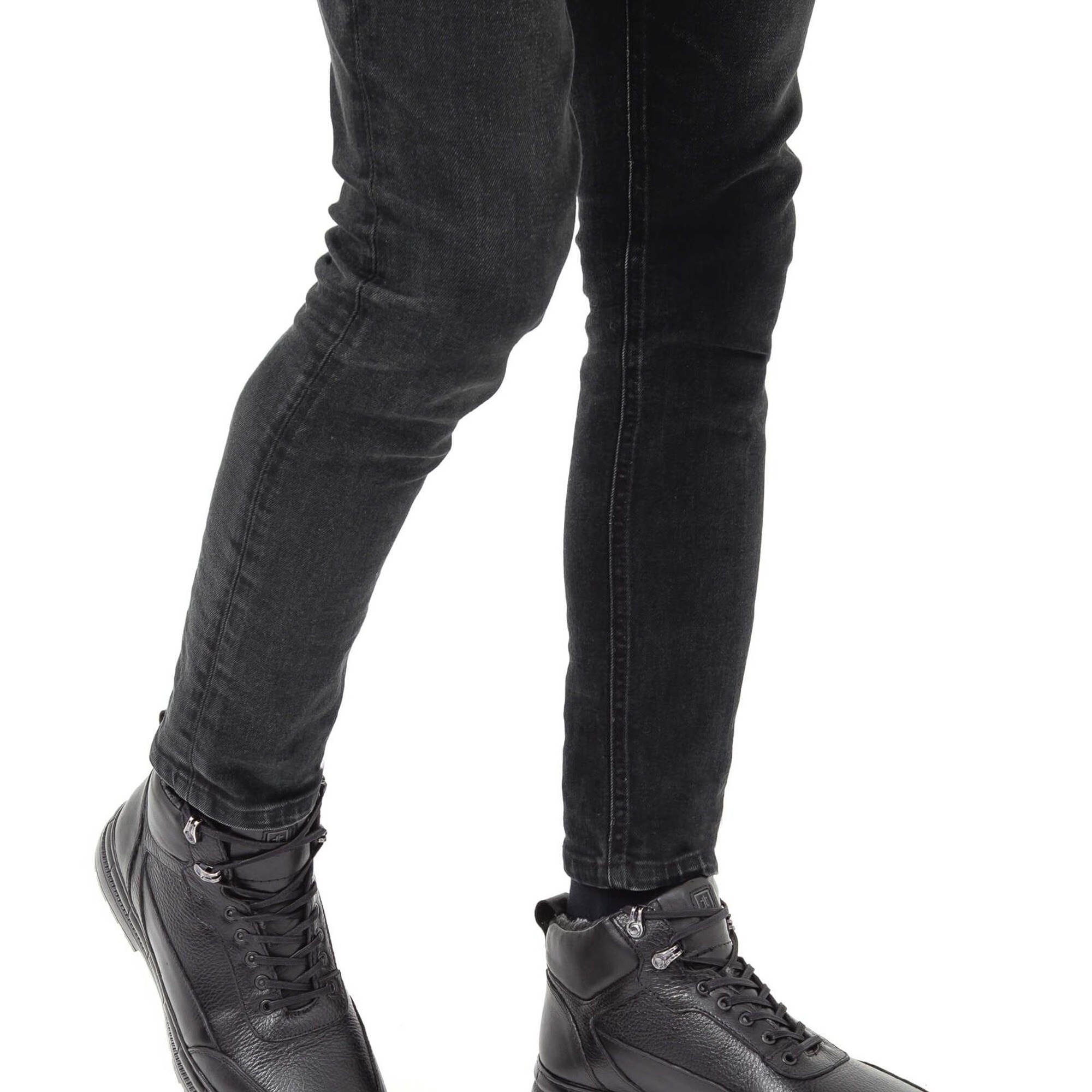 Tamer Tanca Erkek Hakiki Deri Siyah Casual Bot