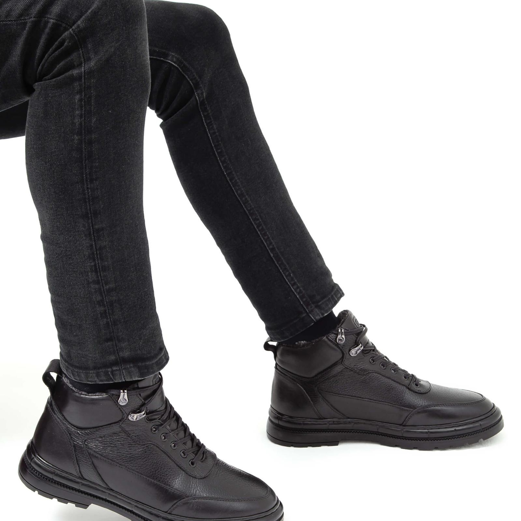 Tamer Tanca Erkek Hakiki Deri Siyah Casual Bot