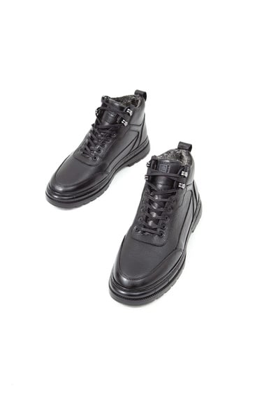  Tamer Tanca Erkek Hakiki Deri Siyah Casual Bot