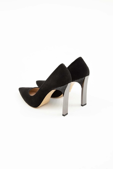  Tamer Tanca Kadın Vegan Siyah Süet Abiye Ayakkabı