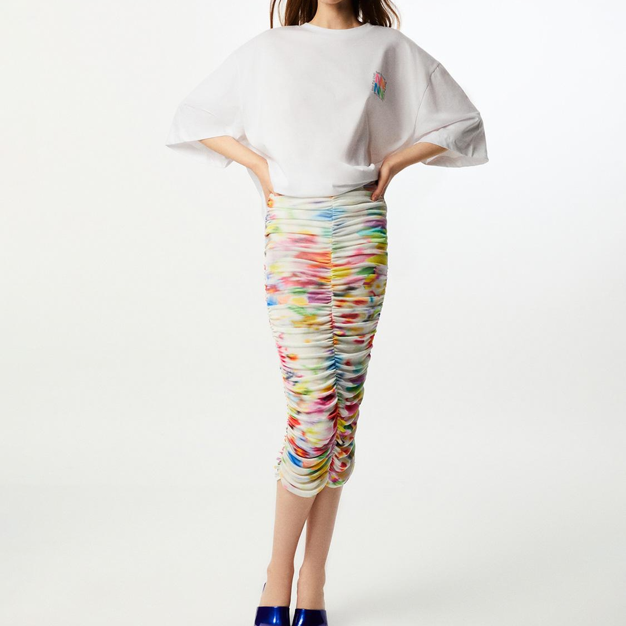 Desenli Drapeli Etek