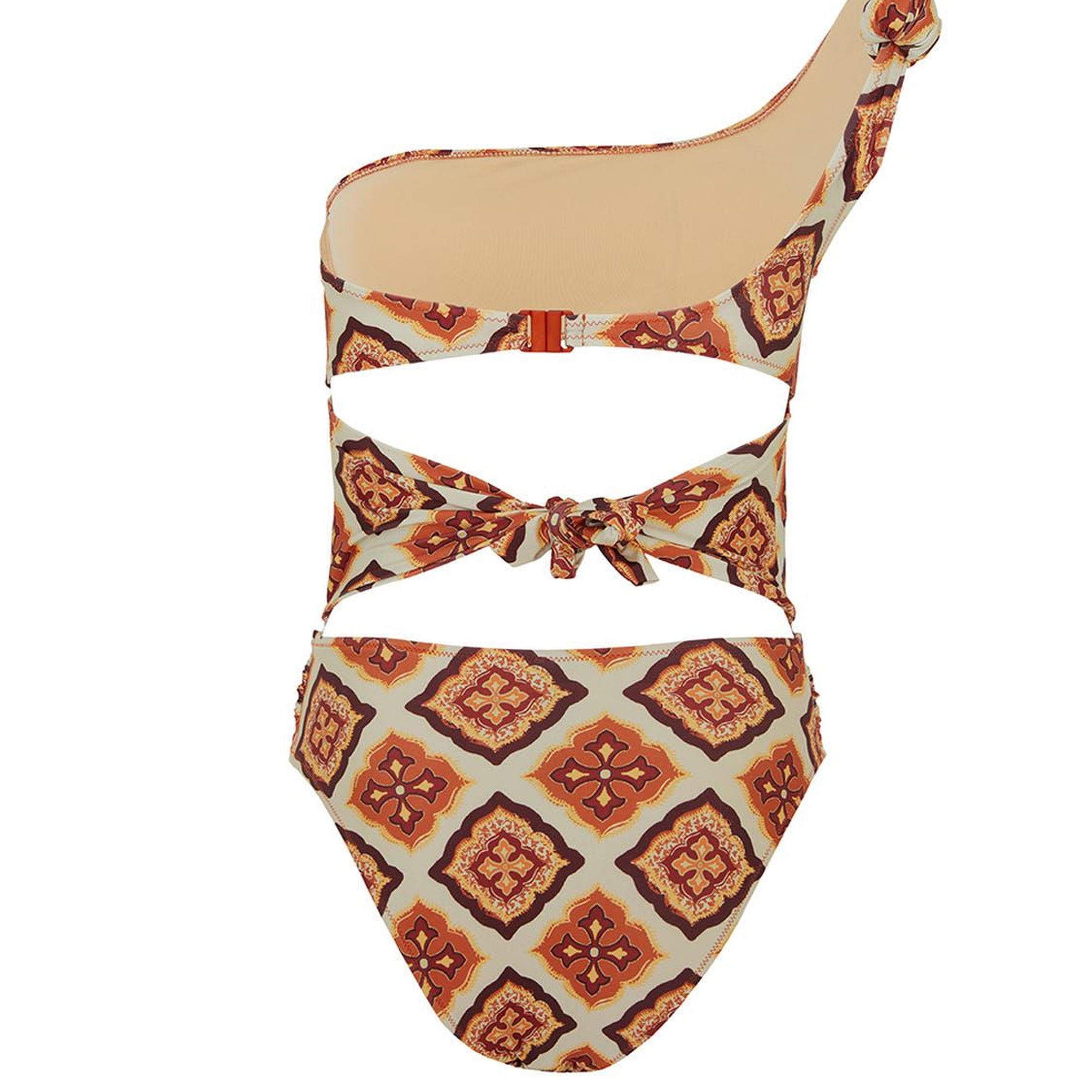 Tek Omuz Detaylı Desenli Mayo