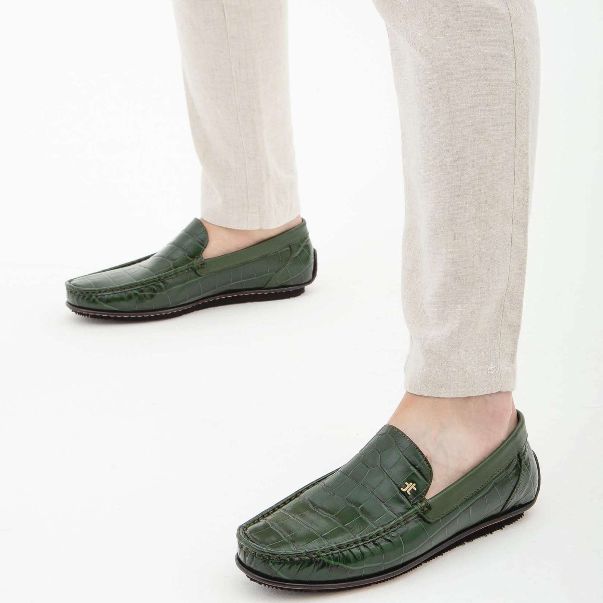 Tamer Tanca Erkek Hakiki Deri Yeşil Driver Ayakkabı