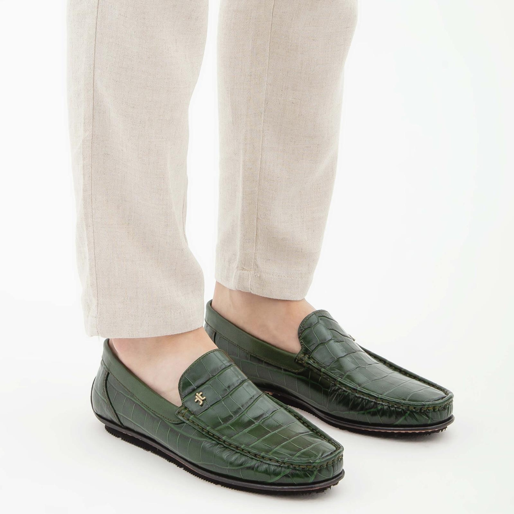 Tamer Tanca Erkek Hakiki Deri Yeşil Driver Ayakkabı