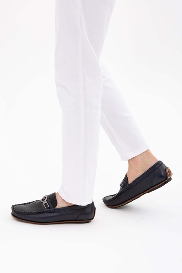  Tamer Tanca Erkek Hakiki Deri Lacivert Driver Ayakkabı