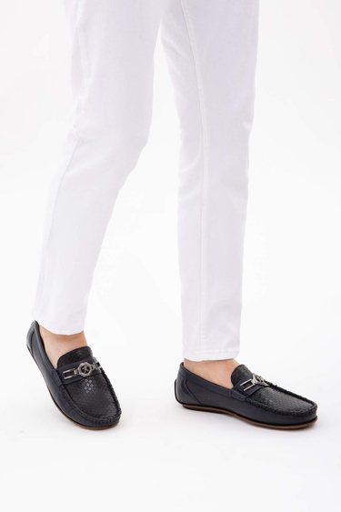  Tamer Tanca Erkek Hakiki Deri Lacivert Driver Ayakkabı