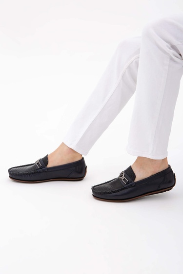  Tamer Tanca Erkek Hakiki Deri Lacivert Driver Ayakkabı