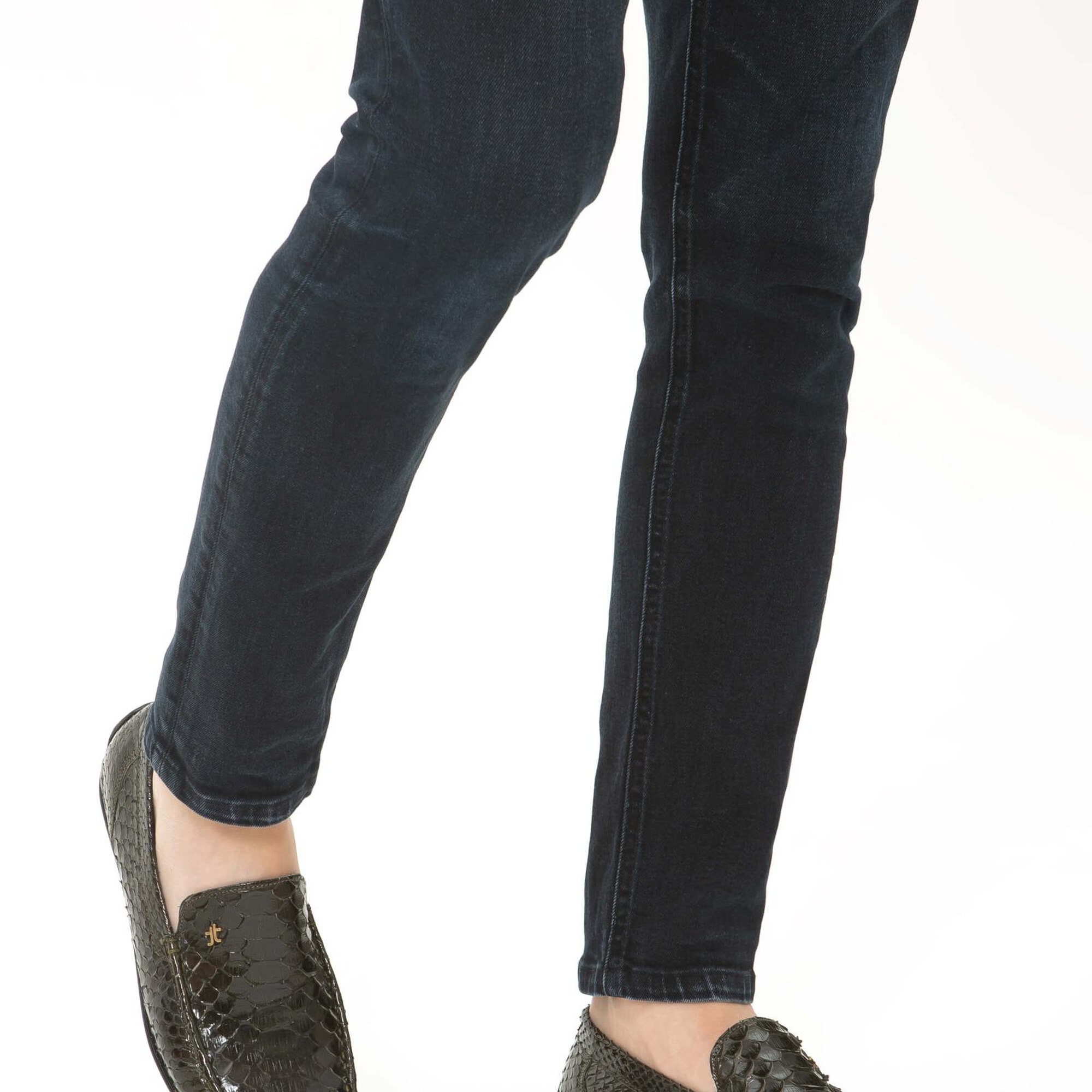 Tamer Tanca Erkek Hakiki Deri Yeşil Yılan Driver Ayakkabı