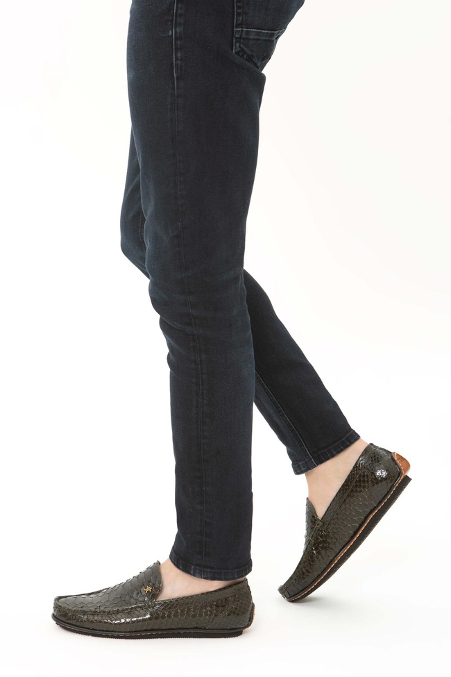  Tamer Tanca Erkek Hakiki Deri Yeşil Yılan Driver Ayakkabı