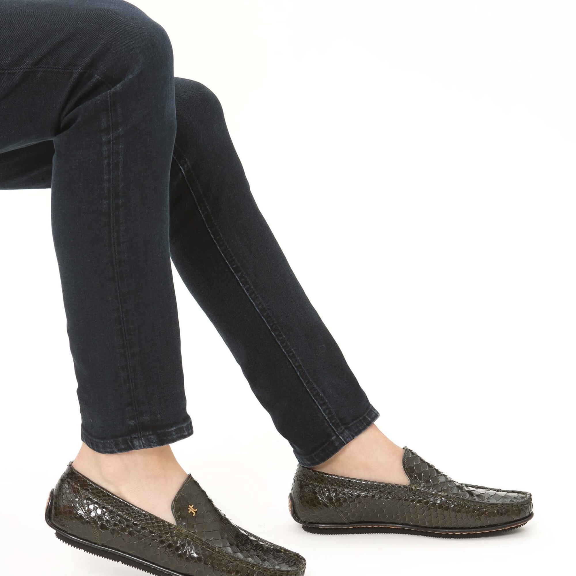 Tamer Tanca Erkek Hakiki Deri Yeşil Yılan Driver Ayakkabı