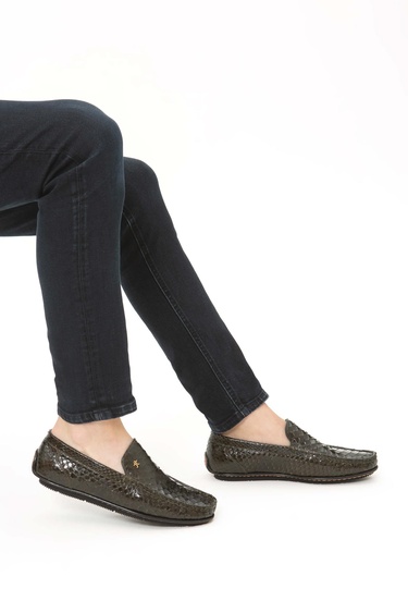  Tamer Tanca Erkek Hakiki Deri Yeşil Yılan Driver Ayakkabı