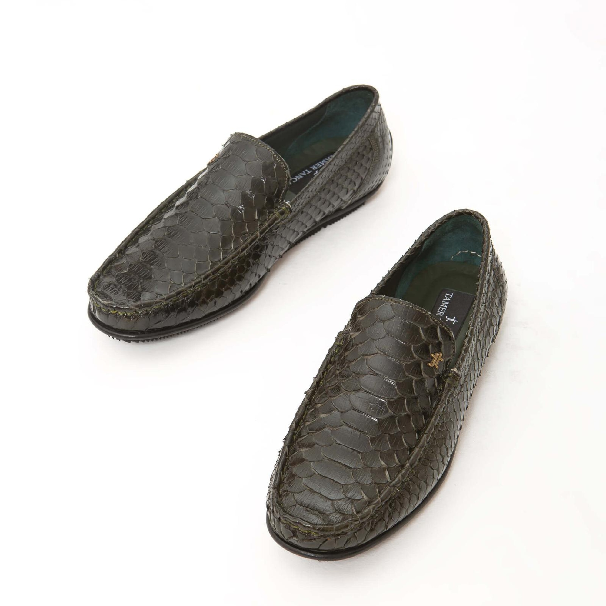 Tamer Tanca Erkek Hakiki Deri Yeşil Yılan Driver Ayakkabı
