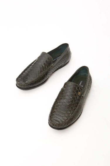  Tamer Tanca Erkek Hakiki Deri Yeşil Yılan Driver Ayakkabı