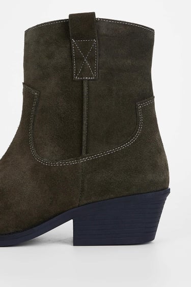  Tamer Tanca Kadın Hakiki Deri Haki Süet Western Bot