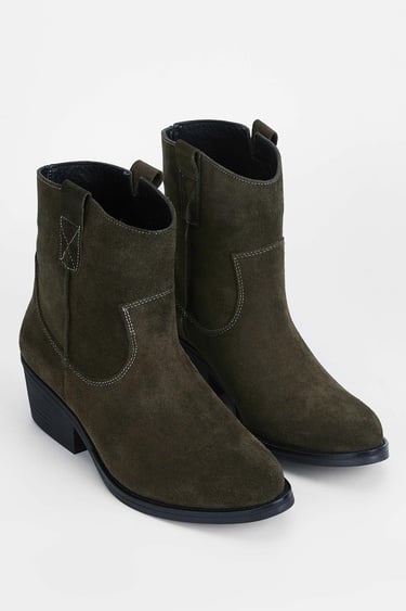  Tamer Tanca Kadın Hakiki Deri Haki Süet Western Bot