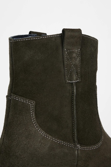  Tamer Tanca Kadın Hakiki Deri Haki Süet Western Bot