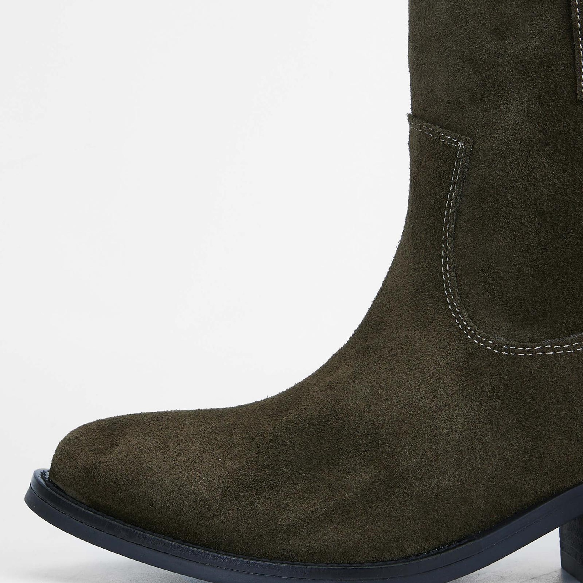 Tamer Tanca Kadın Hakiki Deri Haki Süet Western Bot