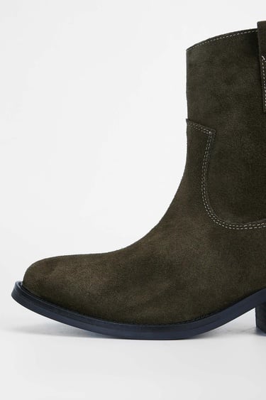  Tamer Tanca Kadın Hakiki Deri Haki Süet Western Bot