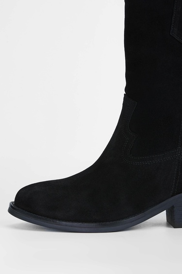  Tamer Tanca Kadın Hakiki Deri Siyah Süet Western Bot