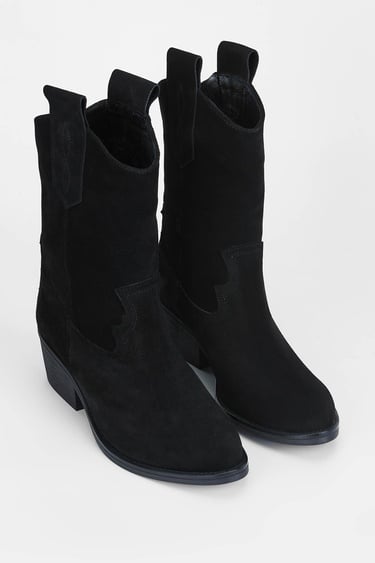  Tamer Tanca Kadın Hakiki Deri Siyah Süet Western Bot
