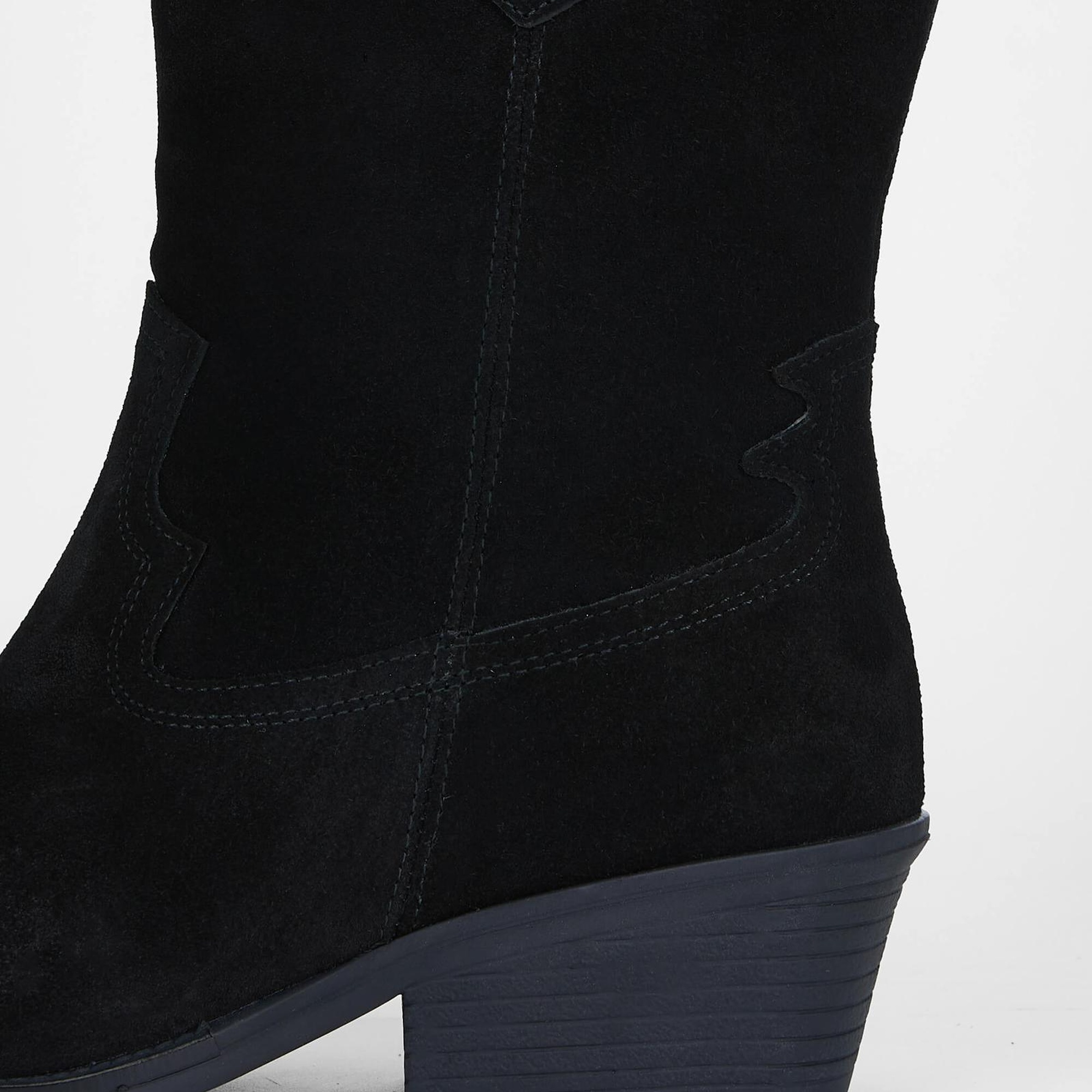 Tamer Tanca Kadın Hakiki Deri Siyah Süet Western Bot