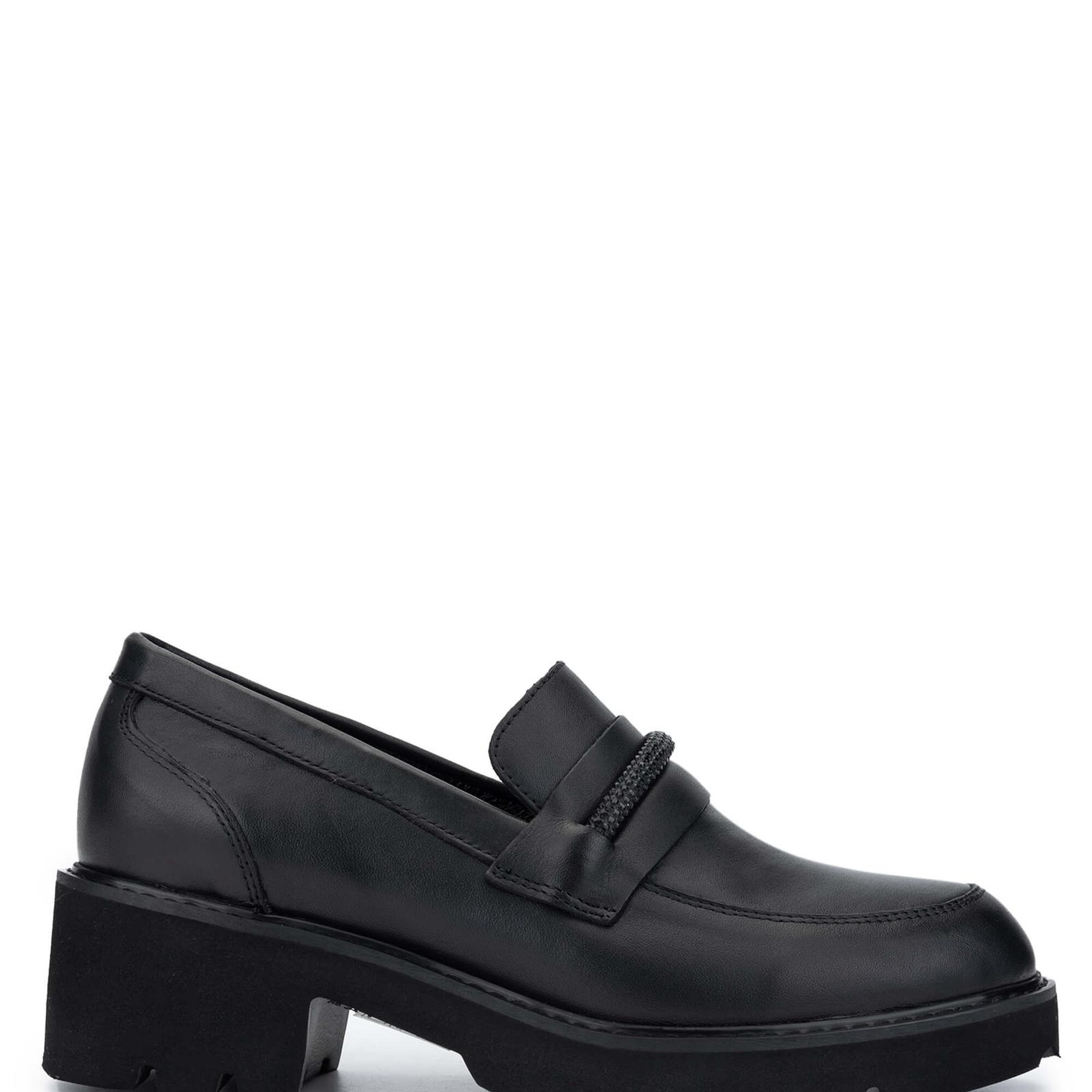 Tamer Tanca Kadın Hakiki Deri Siyah Deri Loafer Ayakkabı