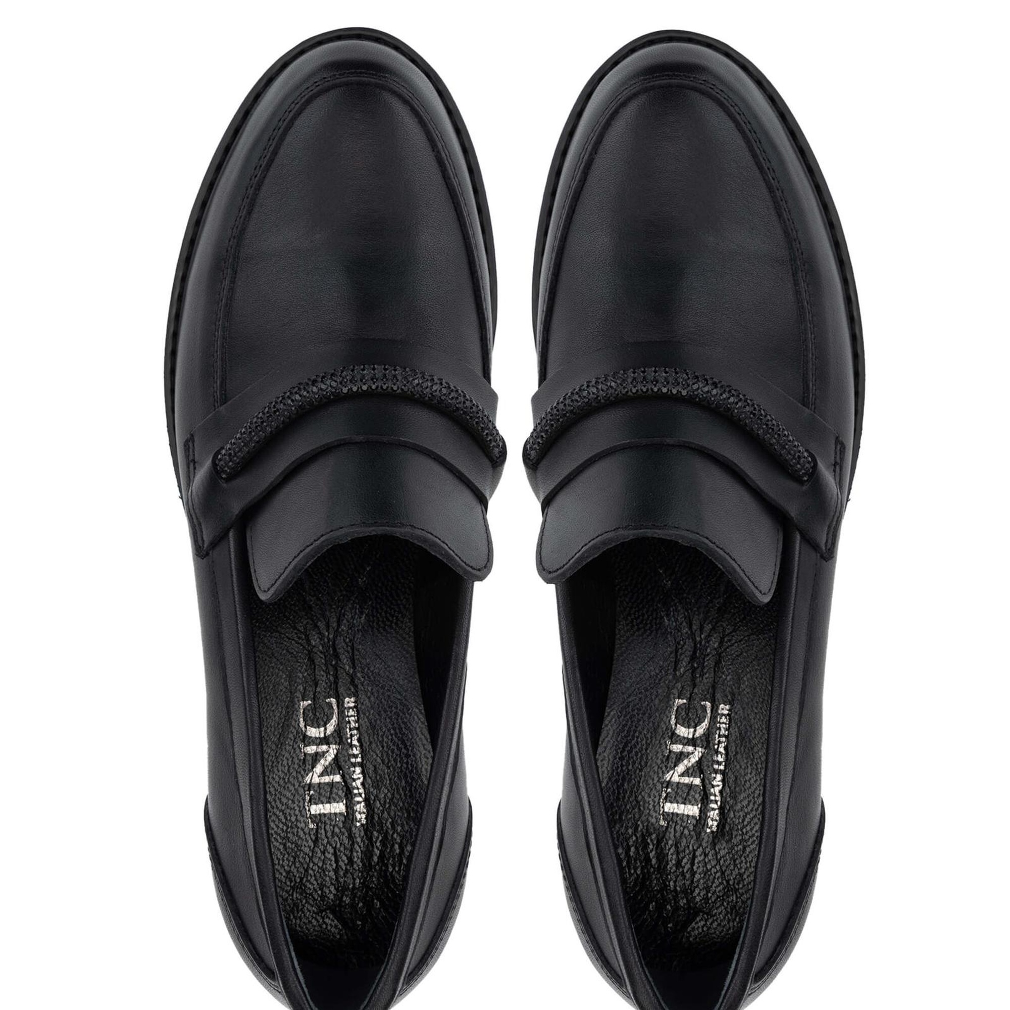 Tamer Tanca Kadın Hakiki Deri Siyah Deri Loafer Ayakkabı