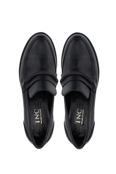  Tamer Tanca Kadın Hakiki Deri Siyah Deri Loafer Ayakkabı