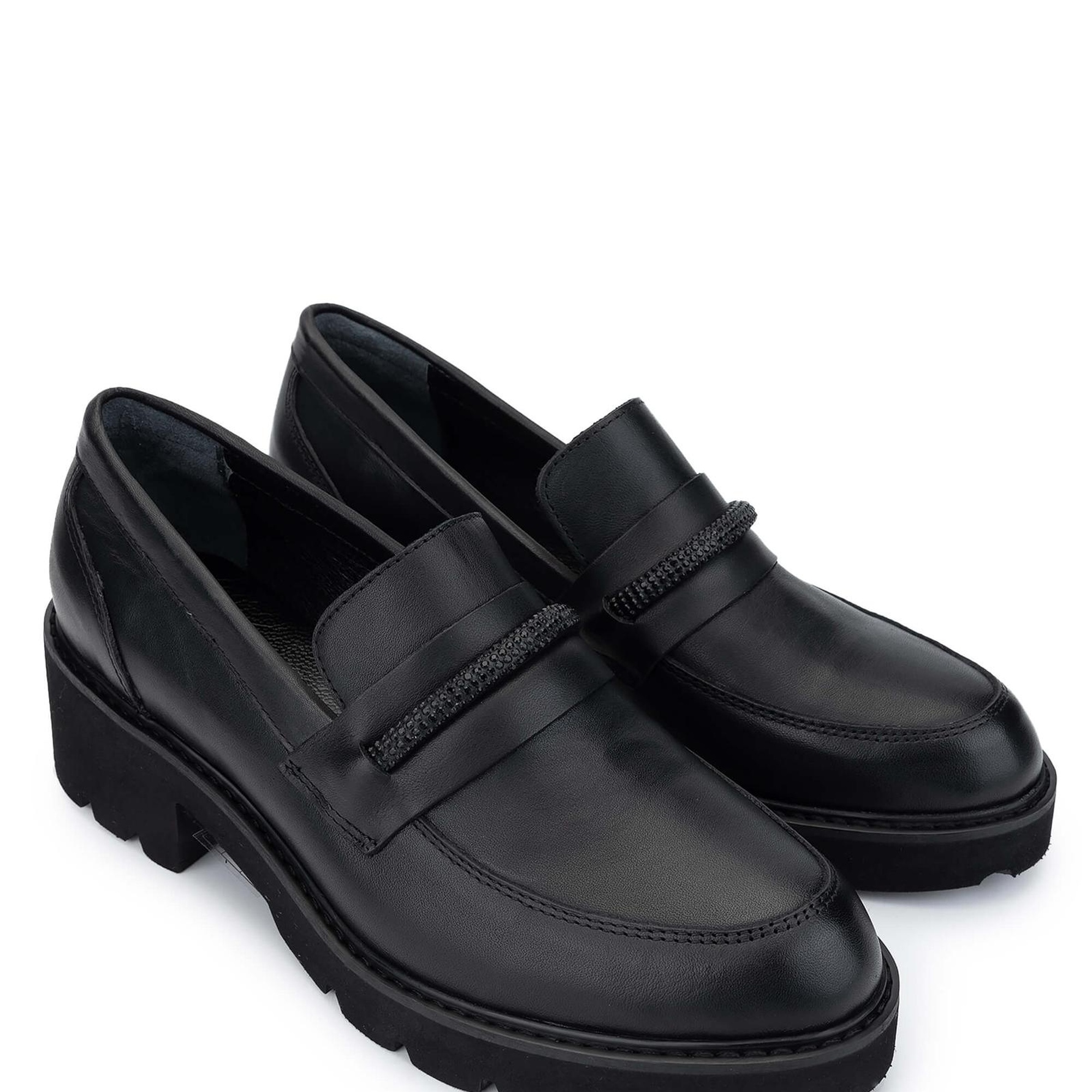 Tamer Tanca Kadın Hakiki Deri Siyah Deri Loafer Ayakkabı