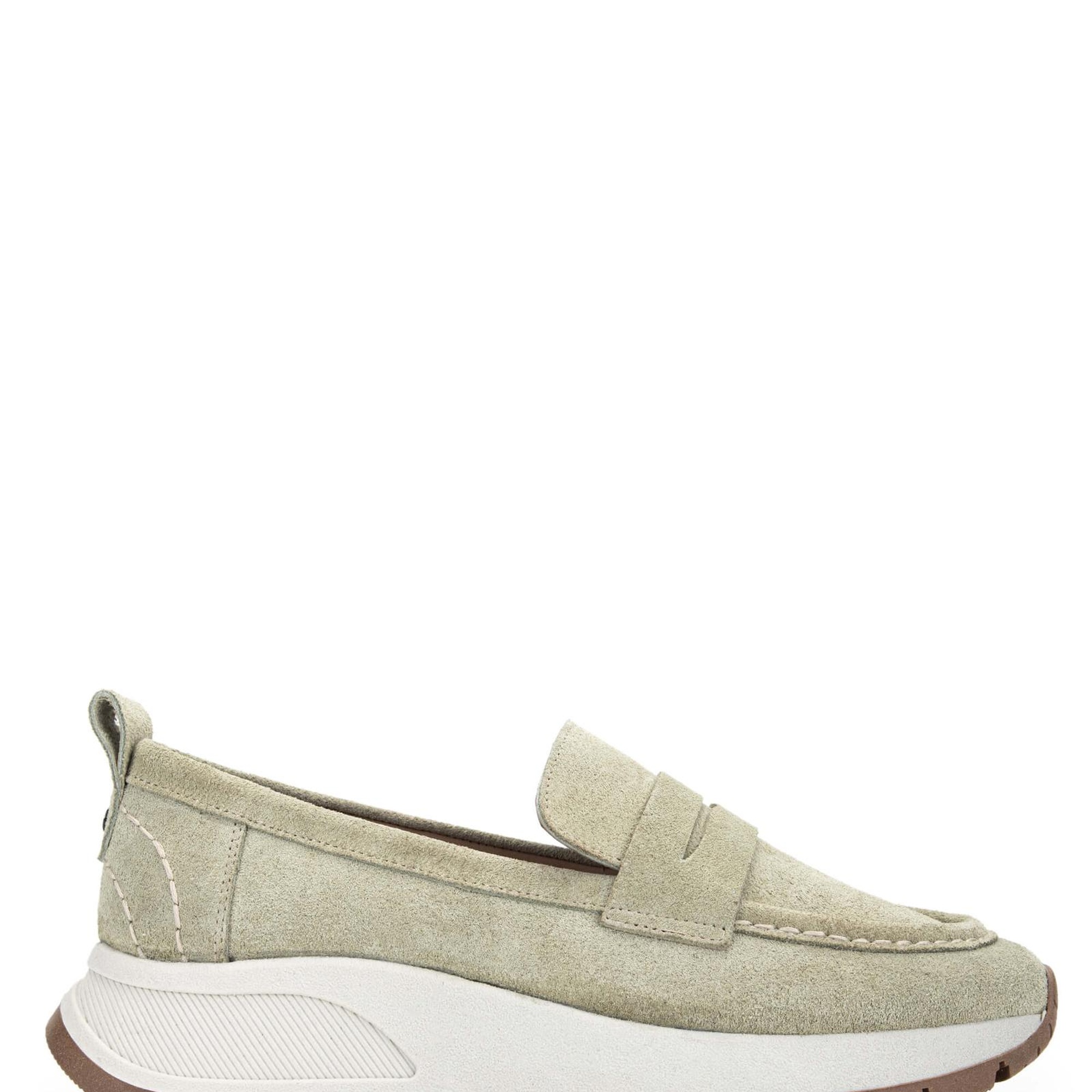 Tamer Tanca Kadın Hakiki Deri Haki Süet Loafer Ayakkabı