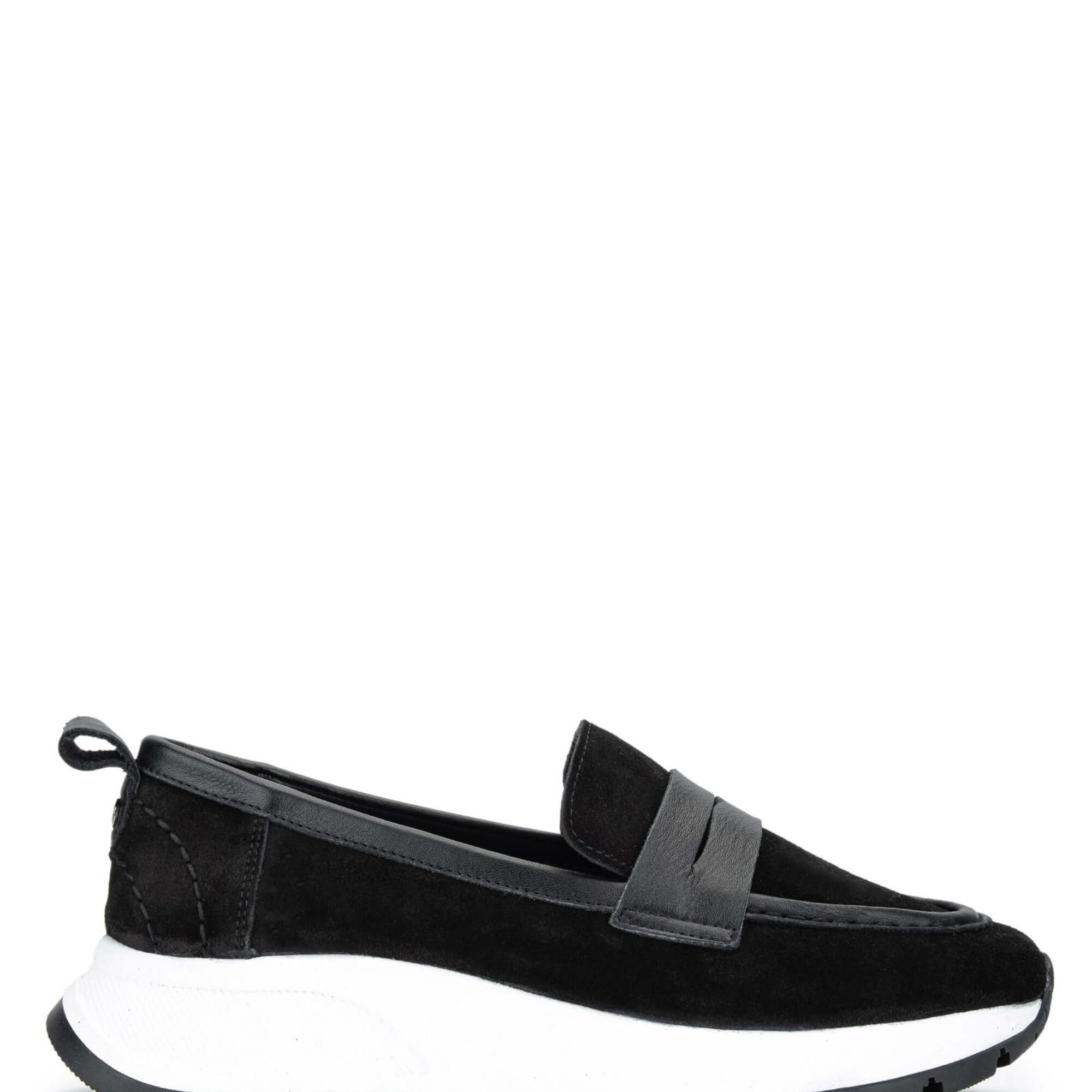 Tamer Tanca Kadın Hakiki Deri Siyah Süet Loafer Ayakkabı